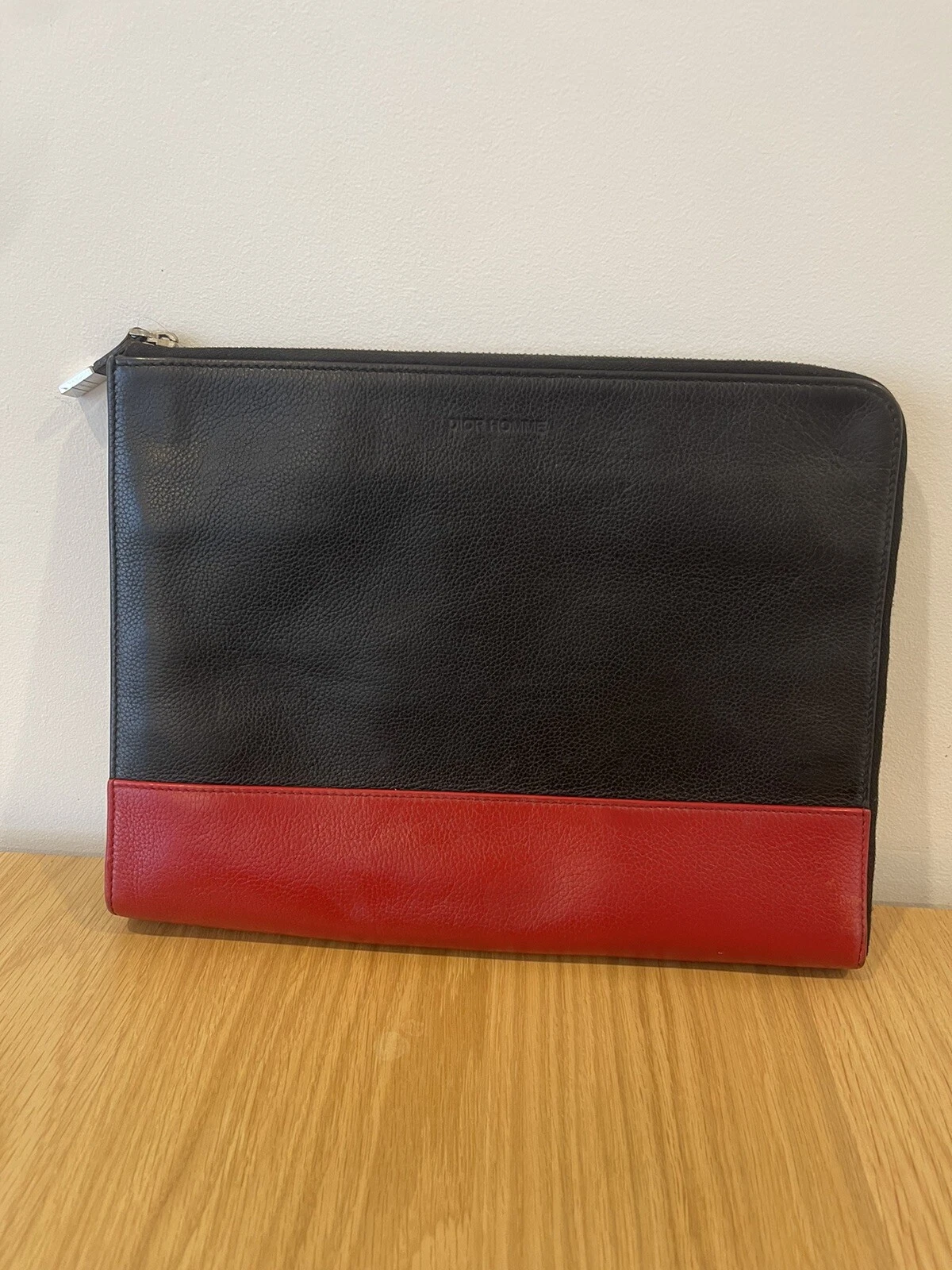 Dior Homme black/red leather a4 document pouch Bag Wallet