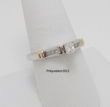 1/2CT Natural Diamond Solitaire Engagement Wedding Bridal Ring 14K Two Tone Gold