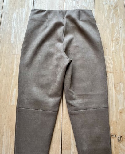 ZARA Faux Suede Slim Fit Trousers Leggings Taupe Brown Size 8 Fabulous VGC - Picture 9 of 9