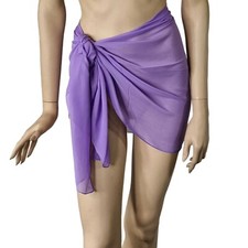 Mini Sarongs Fine Sheer Chiffon Short Length Cover-Up Sarong One Size UK 8-14