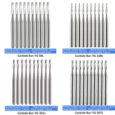 10/Pack Dental Tungsten Carbide Friction Grip Long Carbide Burs 21mm High Speed