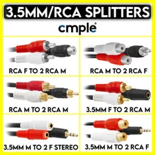 3.5mm to 2 RCA Splitter 2 3.5mm to 3.5mm Adapter Stereo Audio Y-Splitter Cable
