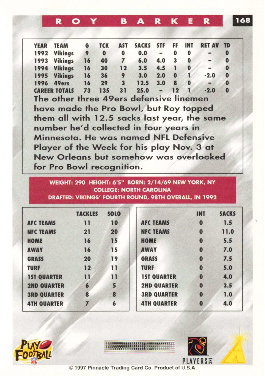 1997 Score Football #168 Roy Barker | eBay