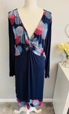 JOE BROWNS Blue Wrap V NECK Style Long Sleeve Dress Size 18