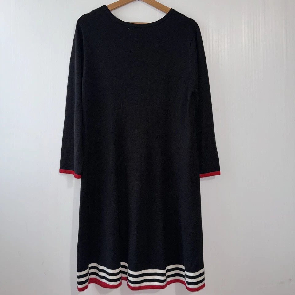 Vestido suéter tejido para mujer Eliza J XL negro rojo blanco a rayas manga larga LEER Foto 2 de 4