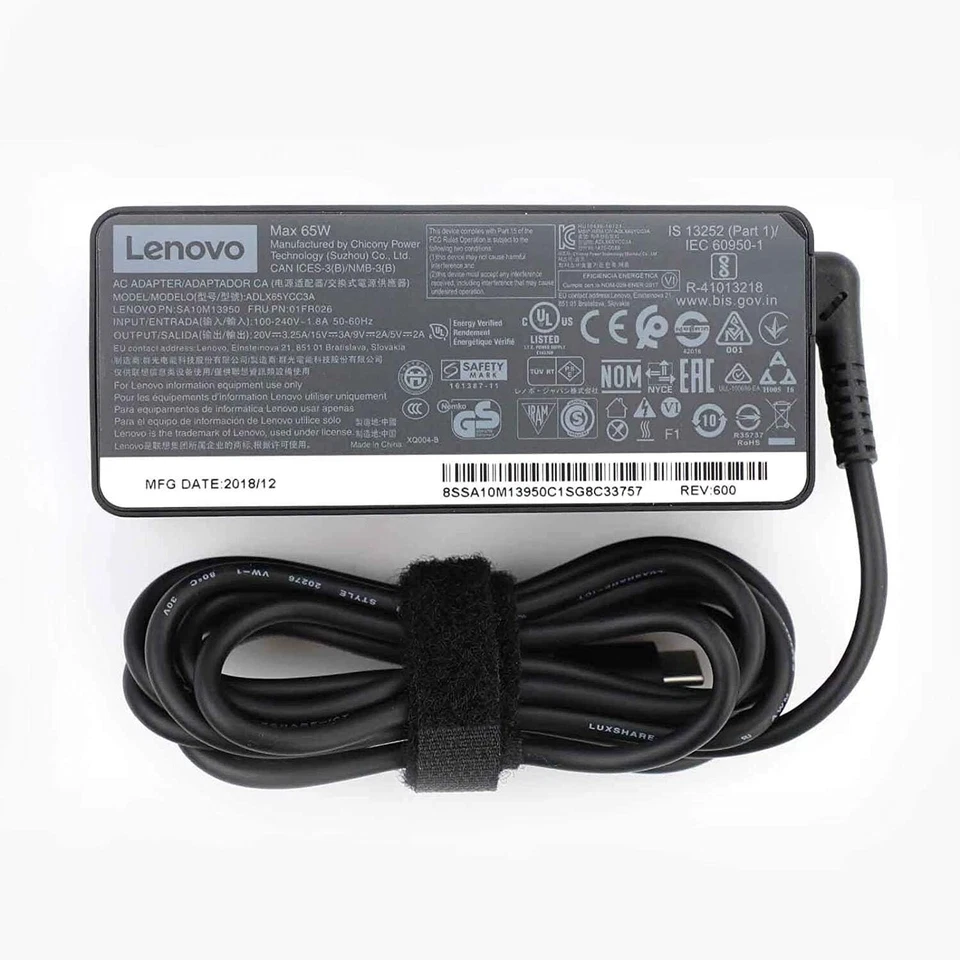 Adaptador USB-C genuino 65W para Lenovo ThinkPad X1 X13 T14 T15 E14 E15 T480s T490 Foto 2 de 4