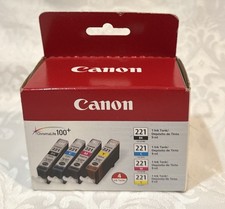GENUINE Canon CLI-221 Black Cyan Magenta Yellow 4-pack Ink, Sealed