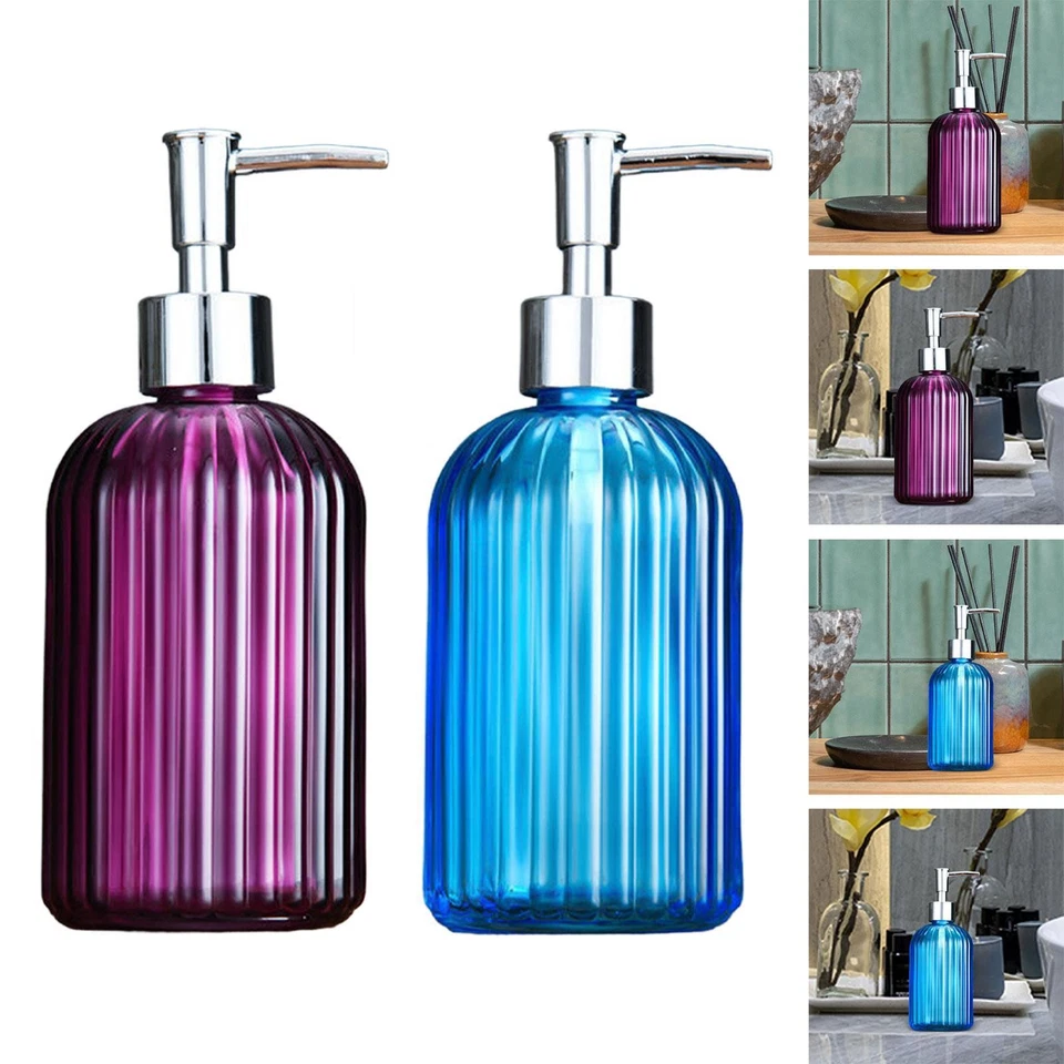 Distributeur de Savon Flacon Pompe Verre Rechargeable pour Salle de Bain Cuisine - Photo 1/1