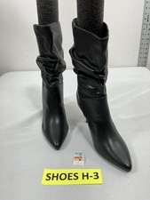 Womans Pullon Midcalf Slouched Boots 8 Black Pointed Toe Stiletto NWOT