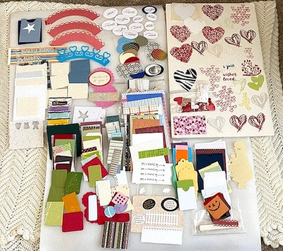 Huge Lot Paper Punch & Die Cuts HEARTS, PHRASES, SQUARES Cardmaking Scrapbooking