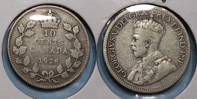 ONE CENT START! 1928 CANADA DIME #119-14