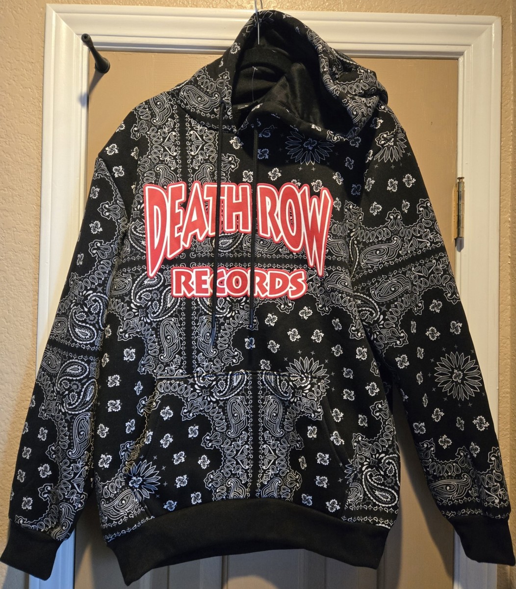 New! Snoop Dog Death Row Records Paisley Hoodie Size Medium Black