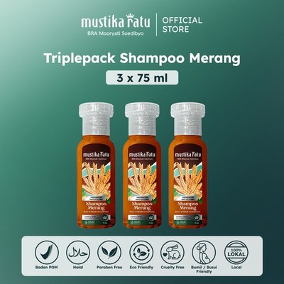 Triplepack Merang Rice Husk Shampoo 3x75ml natural scalp cleansing care for hair