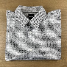 Hugo Boss Shirt Mens L Slim Fit Geometric Roan Kent Long Sleeve Button Down