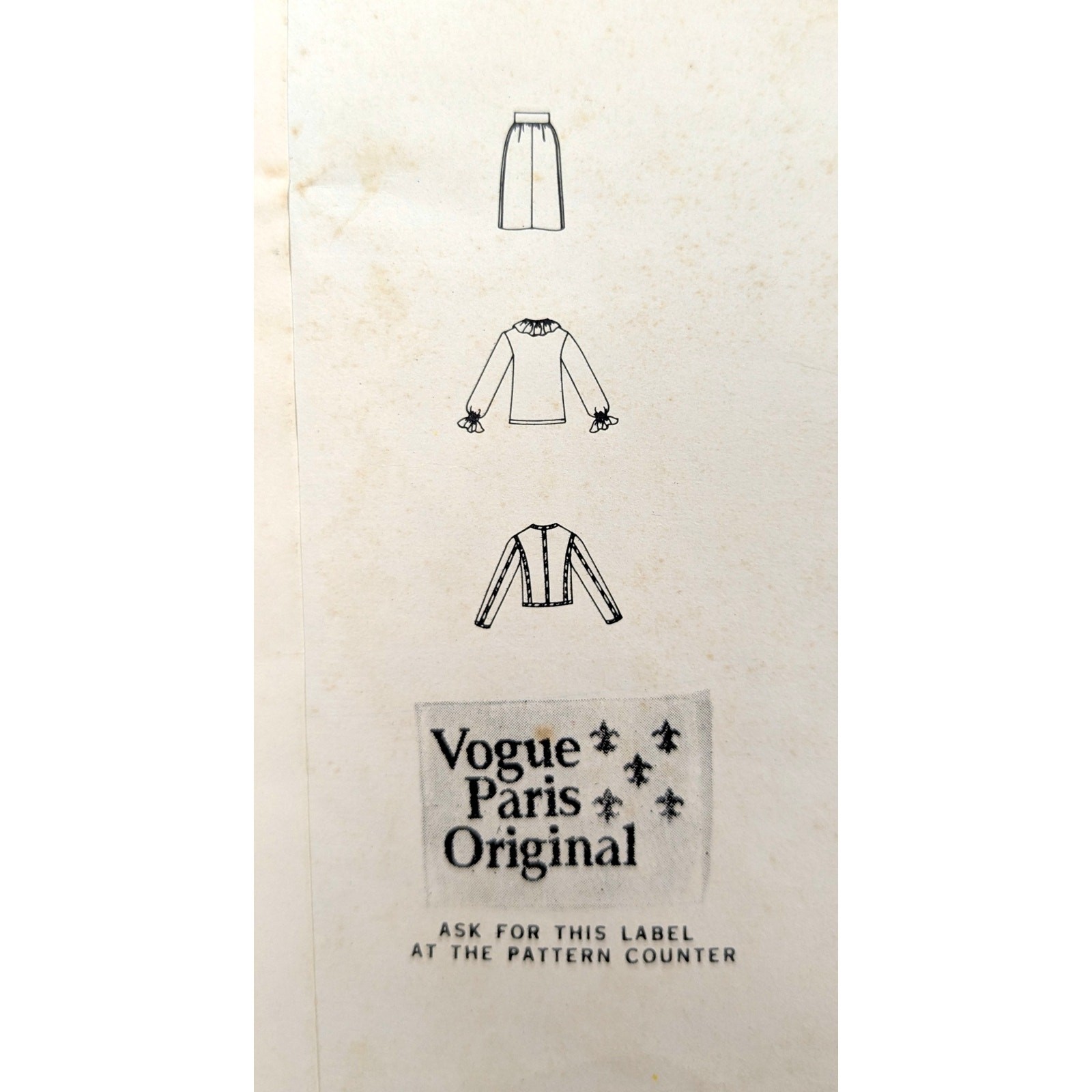 SAINT LAURENT Giacca donna anni 80 YSL gonna blusa arricciata modello cucito taglia UC 10 Vogue 2338