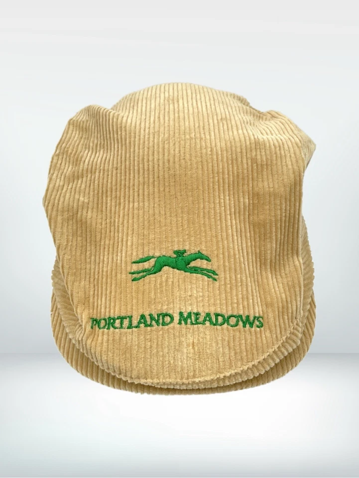 Gorra plana vintage Portland Meadows pana beige carreras de caballos Foto 2 de 4