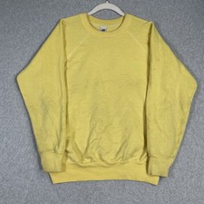 VTG 70s 80s Sweatshirt Mens Large 21x26 Yellow Raglan Sportswear Gym Retro USA