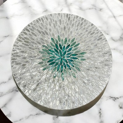 16''Mother of Pearl Lazy Susan Organizer, Turntable Makeup Kitchen Countertop