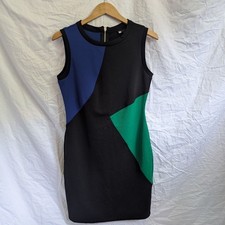 VTG Carole Little Sleeveless Color Block Geometric Sheath Dress Sz 10 Office