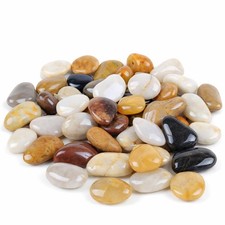 Natural Polished River Rocks, 2LB Mixed Color Decorative Pebbles for Aquarium,