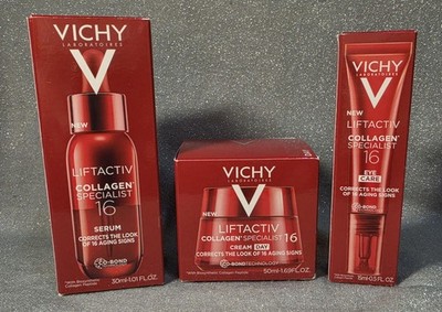 Vichy LiftActiv Collagen Specialist  16 Set-Moisturizer, Serum & Eye Cream NIB!