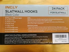 INCLY Slat Wall Hooks Black 24 Pieces Seven Types 24 Pack For Slatwall
