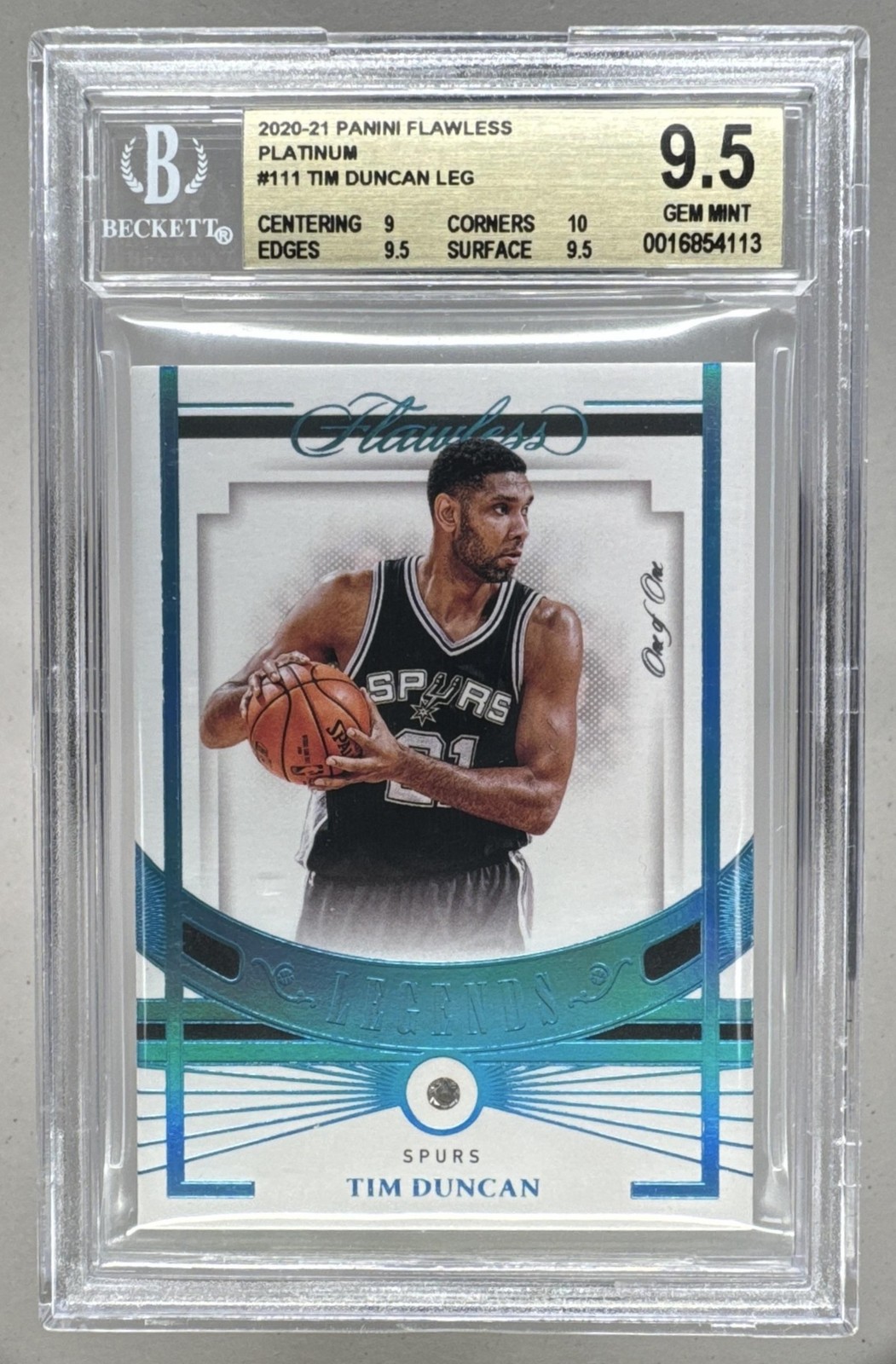 Tim Duncan 2020 Panini Flawless #111 Platinum 1/1 BGS 9.5