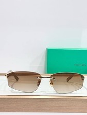 Sunglasses Tiffany  Co Rimless Rectangular Gold Brown Gradient TF3129 New