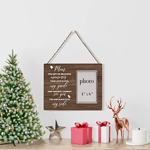 Memorial Mom Wood Picture Frame Gift, Rustic Sympathy Mom Wooden Photo Frame - Picture 8 of 8
