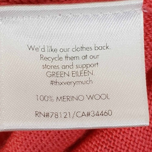 Eileen Fisher Sweater Womens Size Small S Orange Coral Long Sleeve Merino Wool - Picture 6 of 8
