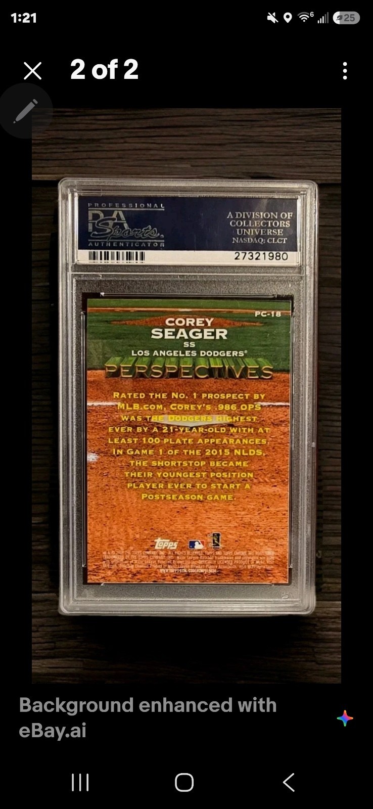 2016 Topps Chrome Corey Seager RC Perspectives #PC-18 PSA 10 view 2