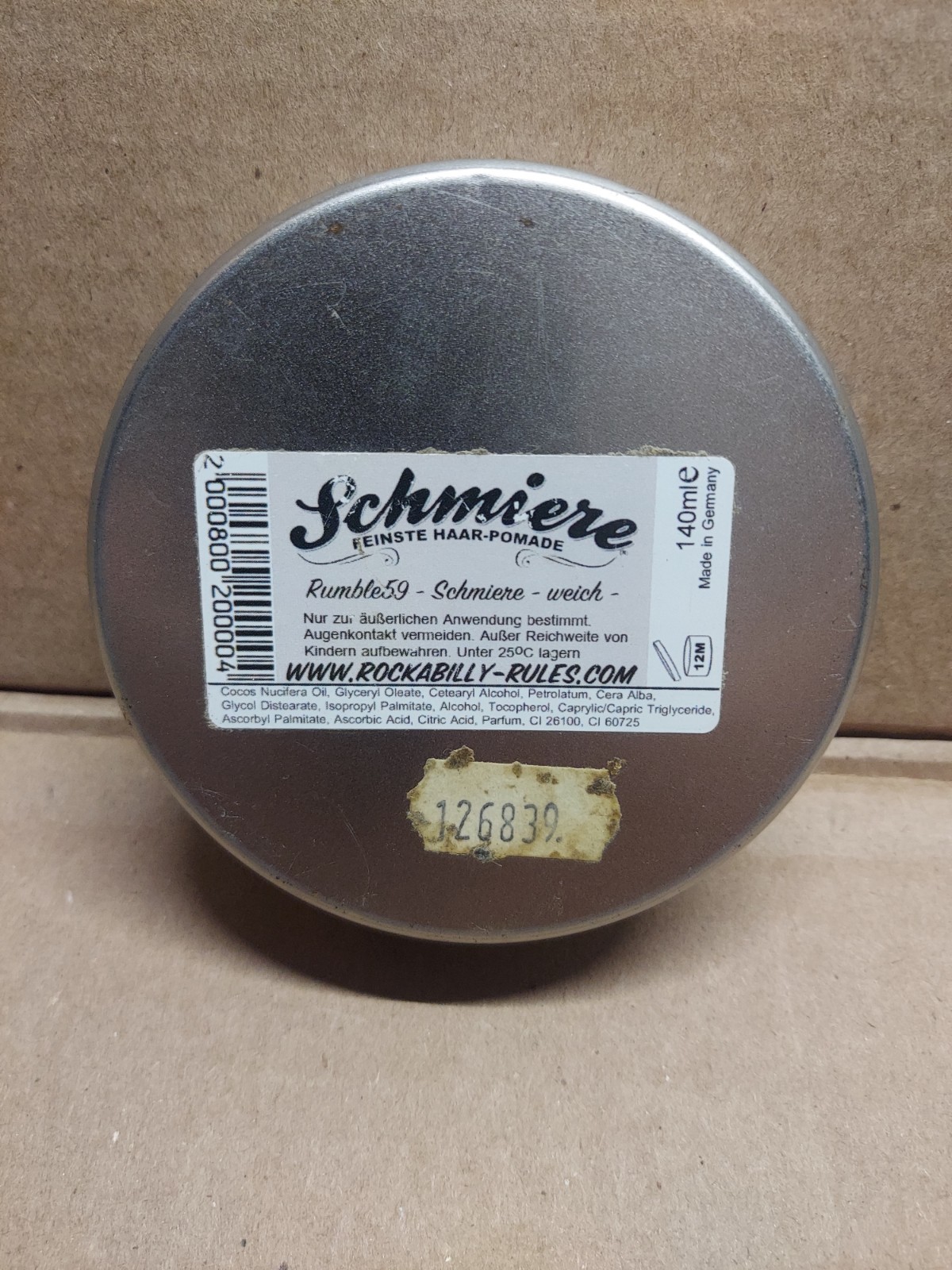 Rumble 59 Schmiere Hair Dressing Pomade Tin Ooly Dooly German
