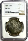 1885 O $1 Morgan Silver One Dollar MS63 New Orleans NGC