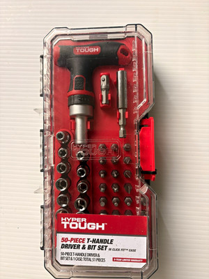 Hyper Tough 50-Piece T-Handle Driver & Bit Set in Click Fit Case New
