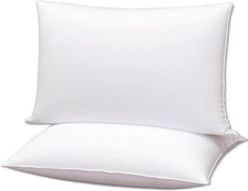 Flat Ultra Thin Bed Pillows Standard/Queen Size Pillow Set of 2 Extra Soft Down