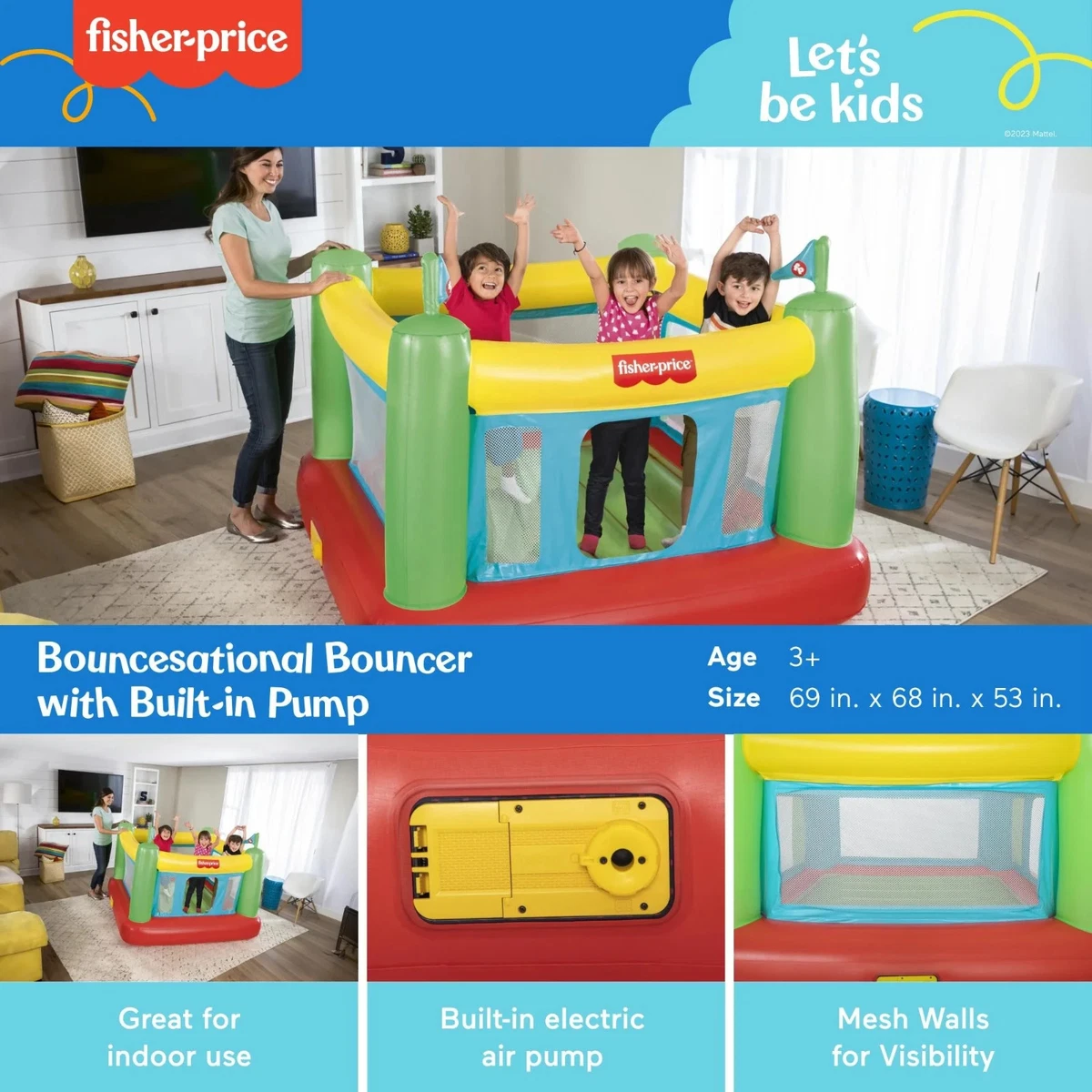 WADDLE Bouncy Hopper - Peluche Inflable De Animales Para Interiores Y Exteriores Para Ninos Y Ninos Con Bomba Incluida Ninos Y Ninas A Partir De