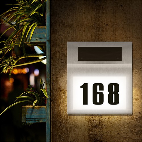 Solar Address Sign Lighted House Numbers Illuminated Address Plaque Wall Mount - Picture 12 of 12