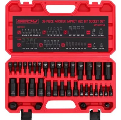 Hochwertiger SEDY 36-tlg. Impact Hex Bit Steckschlüssel Satz   Profi Qualität