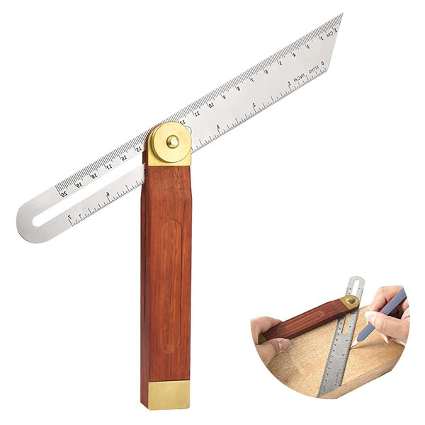 Multi Winkelschmiege Verstellbar,Schmiege Winkelmesser Holz Mit Metall,Edelstahl-image