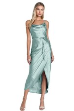 LATEST DESIGN Blue Wrapped Halter Neck Midi Bodycon Evening Dress Size 16