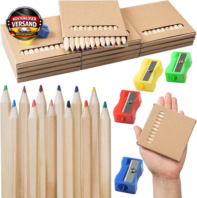 Buntstifte Set für Kinder 12 Farben inkl. 4 Spitzerset für Schule und Hobby