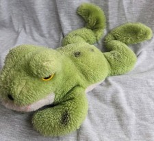 Vintage 1976 Dakin Frog 10" Plush Green Stuffed Animal Yellow Eyes Floppy Legs