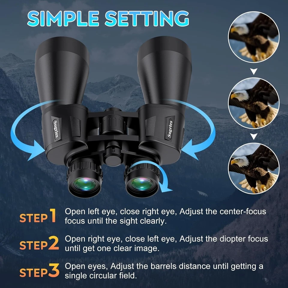 20x60 Binoculars for Adults Waterproof Fog Proof High Powered Bird Watching H... - Image 4 of 4