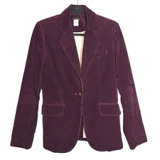J.Crew Womens Equestrian Corduroy Blazer Jacket Size 6 Cotton Burgundy On Button