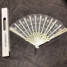 Flower Pattern Lace Fan Large Used