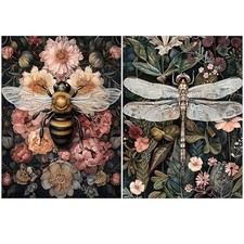 2 Pack Diamond Painting Kits for Adults,Diamond Art 12x16Inch Dragonfly Bee