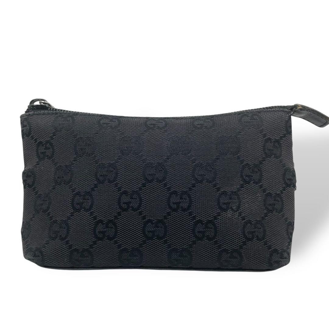 Gucci GG Canvas Leather Black Pouch Authentic Luxury Bag