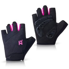 Fingerless Cycling Gloves Breathable Bike Gloves with Shock-Absorbing Padde...