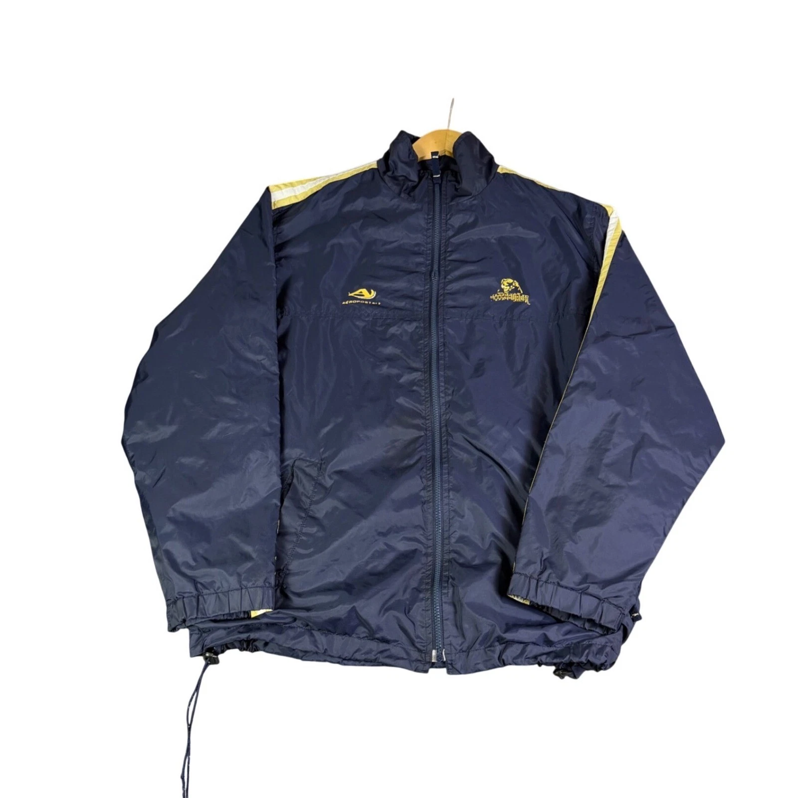 Aeropostale Mens Pittsburgh Panthers Windbreaker Jacket Navy Blue Yellow Size M