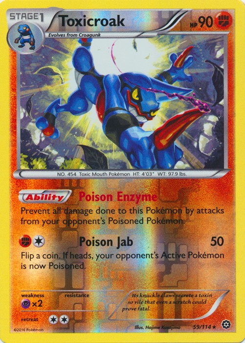 Pokemon - Toxicroak - 59/114 - Rare - Reverse Holo - XY - Steam Siege - NM